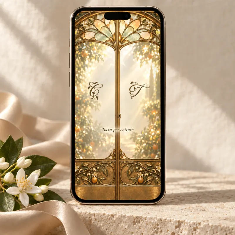 Orangerie: copertina dell’invito sul telefono